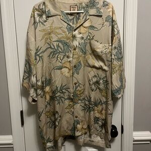 Men’s Tommy Bahama XL Elegant Psychedelic Flowers Abstract Silk Hawaiian Shirt